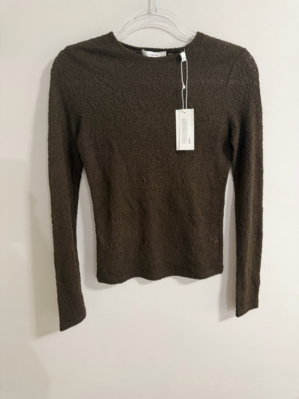 Vince Brown Textured Crew Neck Top